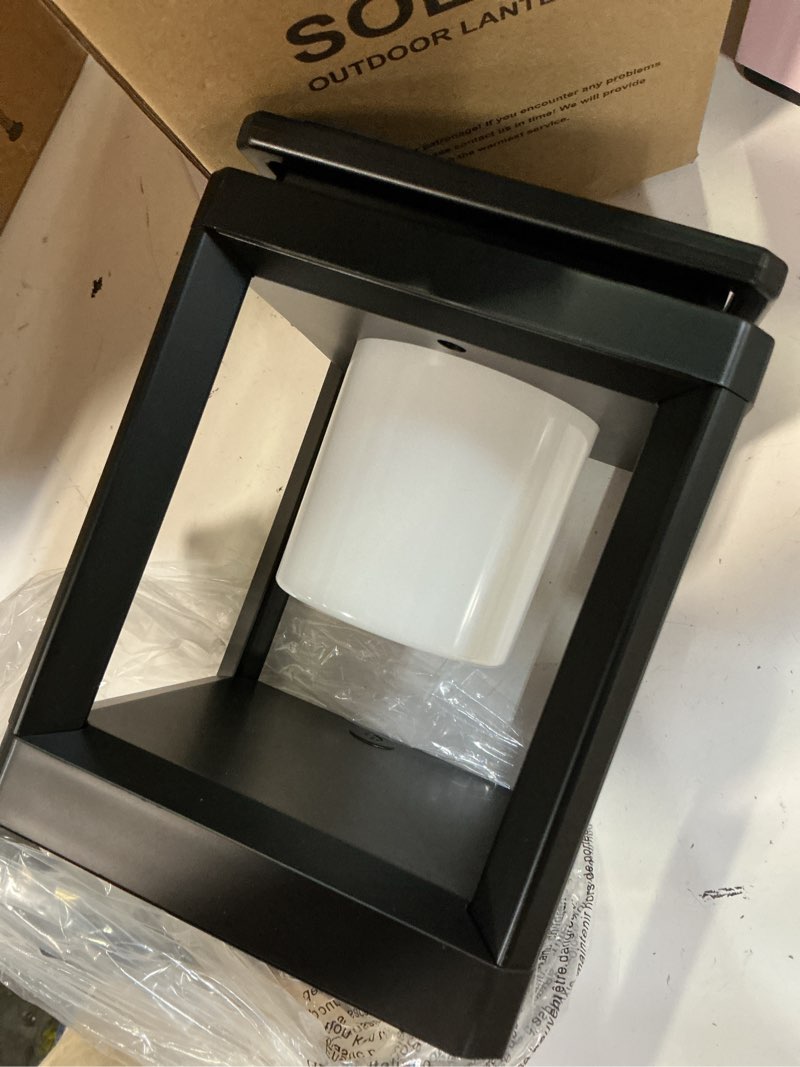 Condition photo showing Good Condition for solar lantern outdoor table lamp: portable hanging led lights - waterproof decorative lights for patio camping square(black)