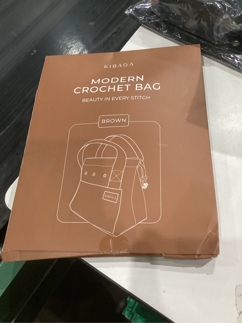 Condition photo showing New/Like New for Stylish Crochet Bag Organizer Easily Organizes Your Yarn - Durable Canvas Bag w/ 8 Pockets Stores Plenty of Yarn Skeins and Knitting Supplies/Accessories - Perfect Basket for Gifting to Knitting Fans Brown