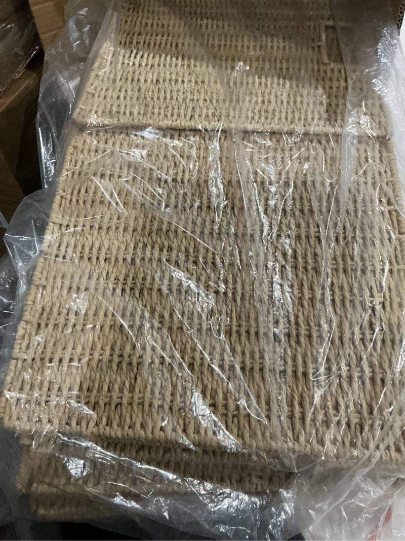 Condition photo showing Good Condition for woven wicker storage baskets 4-pack, 11x11 handwoven paper rope organizer bins, foldable cube storage cubes with built-in handles for shelves and closet organization(natural beige) natural beige 4 pack