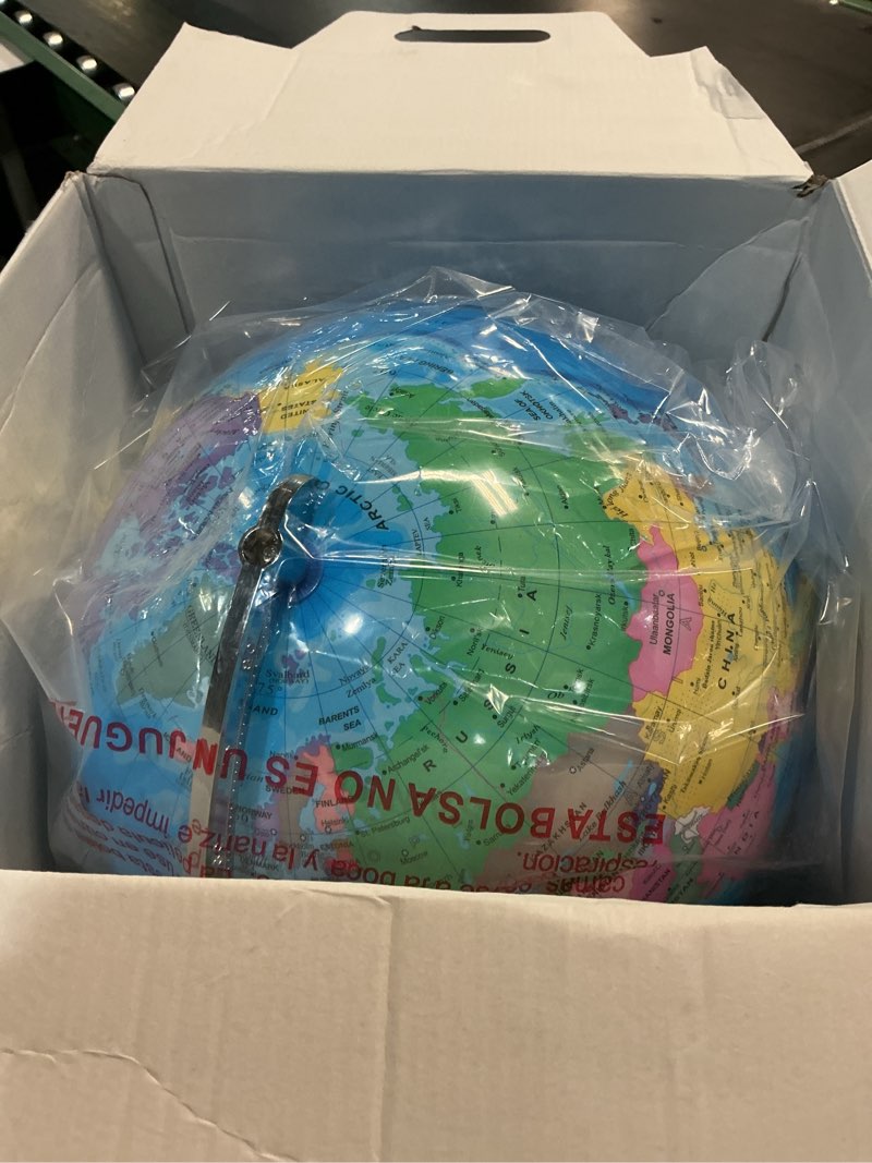 Condition photo showing New/Like New for 12" illuminated world globe for children & adults, globe lamp with world map for kids, stable heavy metal base, interactive stem learning gift & night light blue 12 inch