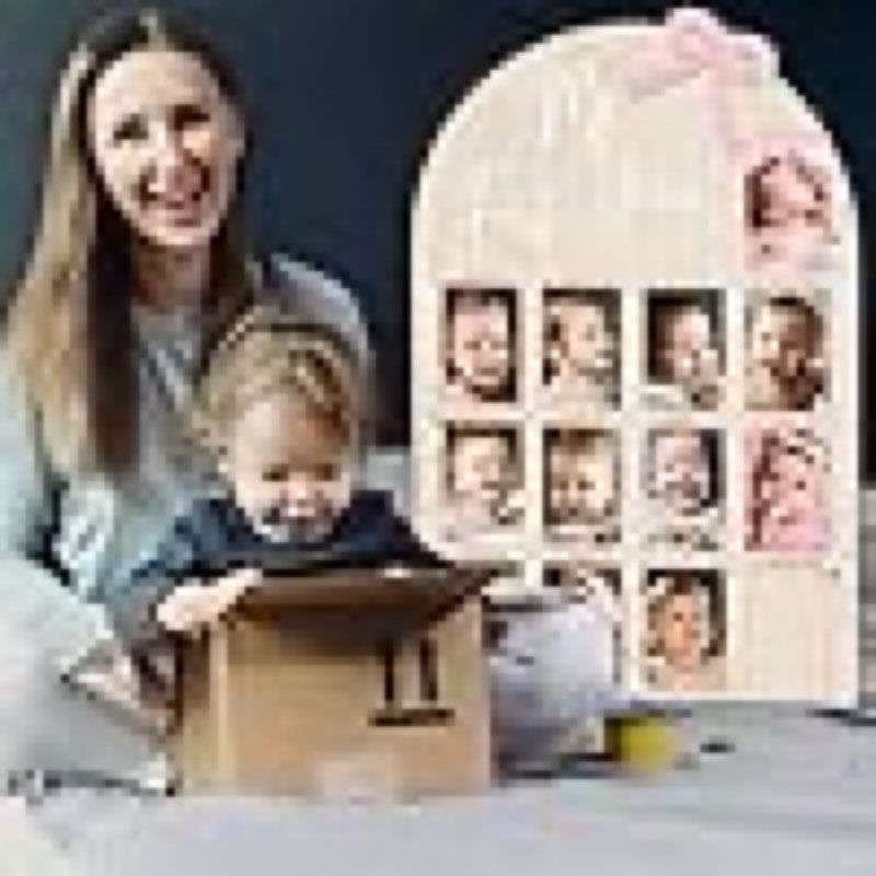 bosctanuc large my first year pink bow picture frame for 33 x 22 inch wooden photo board ,12 monthly photo display 1st birthday decorations baby gift for newborn keepsake,baby girl picture frame (pink bow, wood, 33x22)
