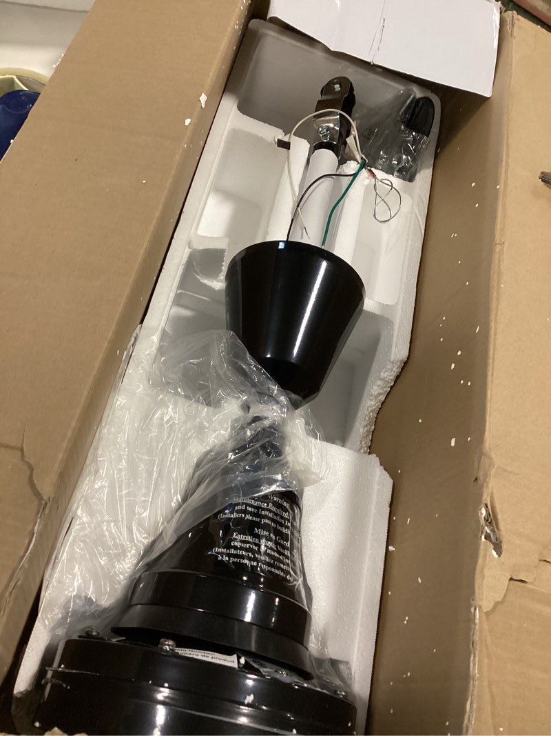 Condition photo showing As Is for Canarm CP60DW10N 60-Inch Industrial DC Ceiling Fan, High-Performance Weatherproof, Black, Downrod Mount, Energy-Efficient for Large Indoor & Outdoor Spaces