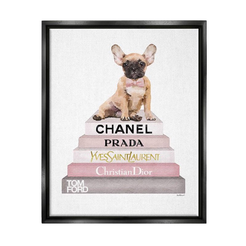 Boden bookstack with gray frenchie puppy print 