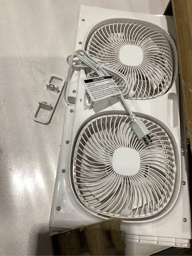 shinic 9" Twin Window Fan with 180°+90° Rotatable Fans, 2-Speeds, Vertical Window Fan with Rigid & A