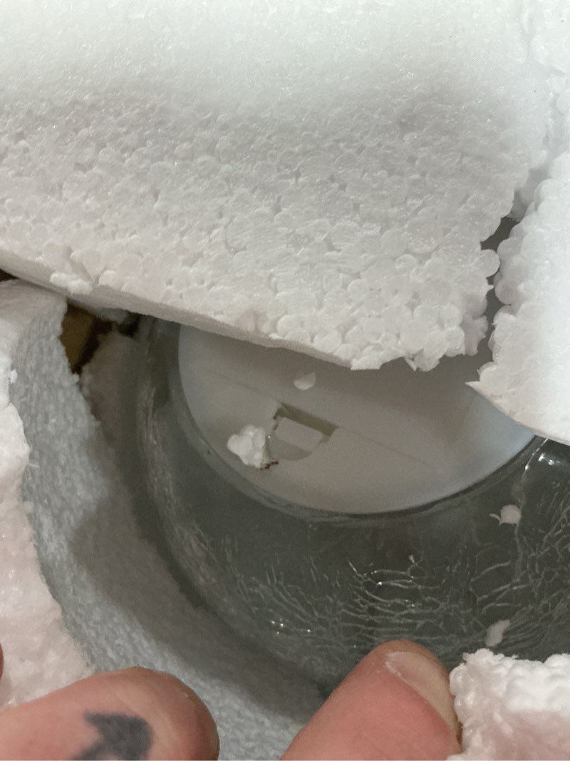 Condition photo showing As Is for Crackle Globe LED Lamp Battery Operated, Lighted Glass Orb for Festival Christmas Decoration, Gold Mercury Glass Ball Light for Living Room Indoor (No Timer)