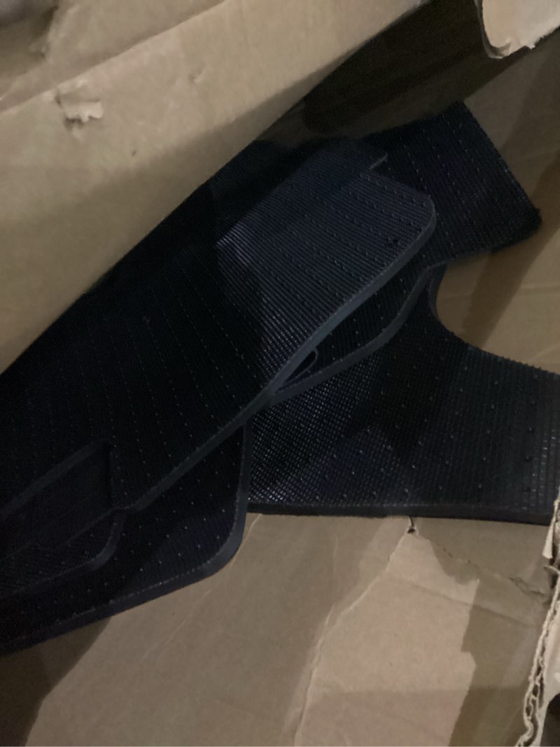 Condition photo showing As Is for Custom-fit for 2014-2018 Chevrolet Silverado/GMC Sierra 1500, 2015-2019 2500/3500 HD Crew Cab Premium All-Weather Rubber Floor Mats and Liners Front and 2nd Row Heavy Duty Set (Black)