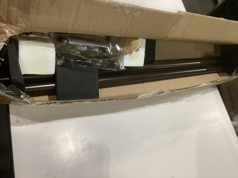 Condition photo showing As Is for 36-72 inches curtain rods for window, vimayta 1 inch diameter drapery rod with resin finials, ideal adjustable heavy duty single curtains rod for bedroom, living room decoration, dark bronze dark bronze 36"-72"