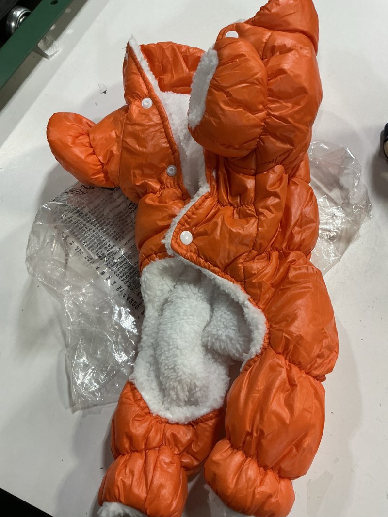 Condition photo showing Good Condition for (Size:M)AOFITEE Dog Winter Coat, Waterproof Dog Jacket, Fullbody Dogs Winter Coat Snowsuit, Windproof Puppy Puffer Jacket Snow Suit with Legs, Pet Fleece Vest, Cold Weather Coats for Small Dogs, XL X-Large Orange