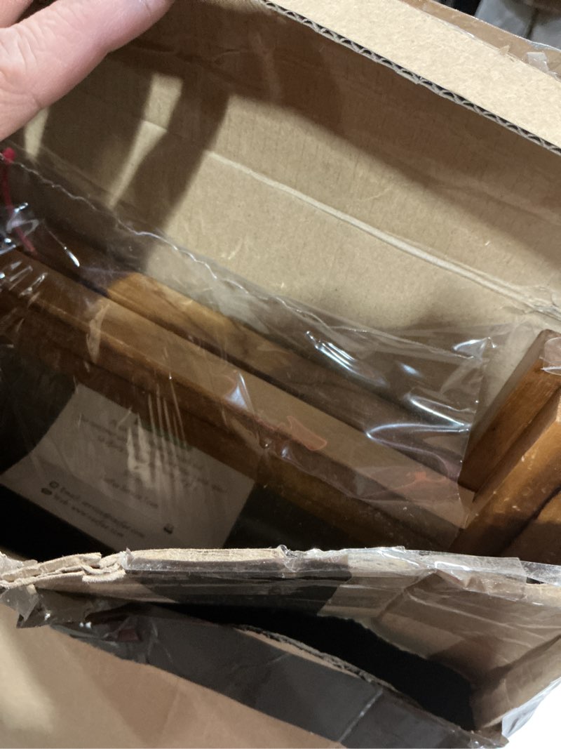 Condition photo showing As Is for VaeFae Teak Bathroom Shelf, 4-Tier Storage Shelf, Wooden Stand Shelf Organizer for Bathroom, Kitchen, Living Room, Laundry, Garage