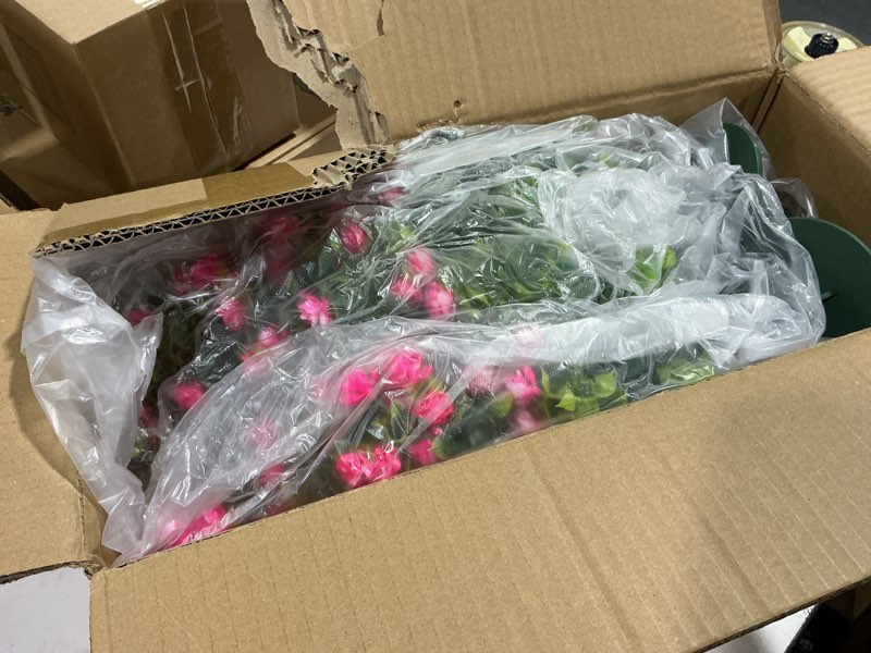 Condition photo showing New/Like New for Set of 2 Artificial Shrubs for Outdoors UV Resistant Fake Bushes for Porch Balcony Patio Garden Yard Decor 17.7 Inches (Pink) Pink Artificial Shrub