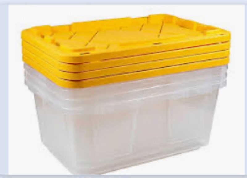 Office Depot® GreenMade® Professional Storage Totes, 23 Gallon, Clear/Yellow, Pack Of 3 Totes