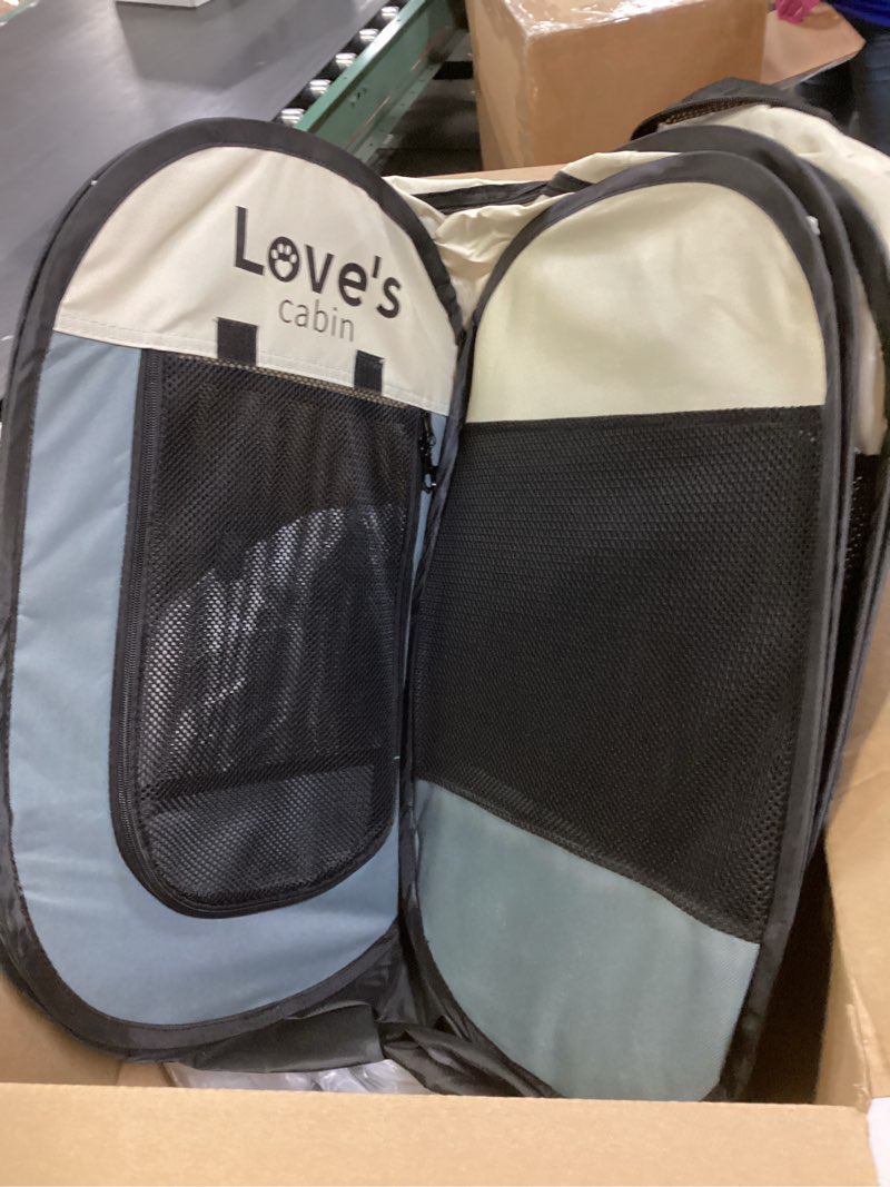 Condition photo showing Good Condition for Love's cabin Pet Puppy Dog Playpen, Medium Dog Tent Crates Cage Indoor/Outdoor, Portable Playpen for Cat, Foldable Pop Up Dog Kennel Playpen with Carring Case, Removable Zipper Top, Grey Grey Medium