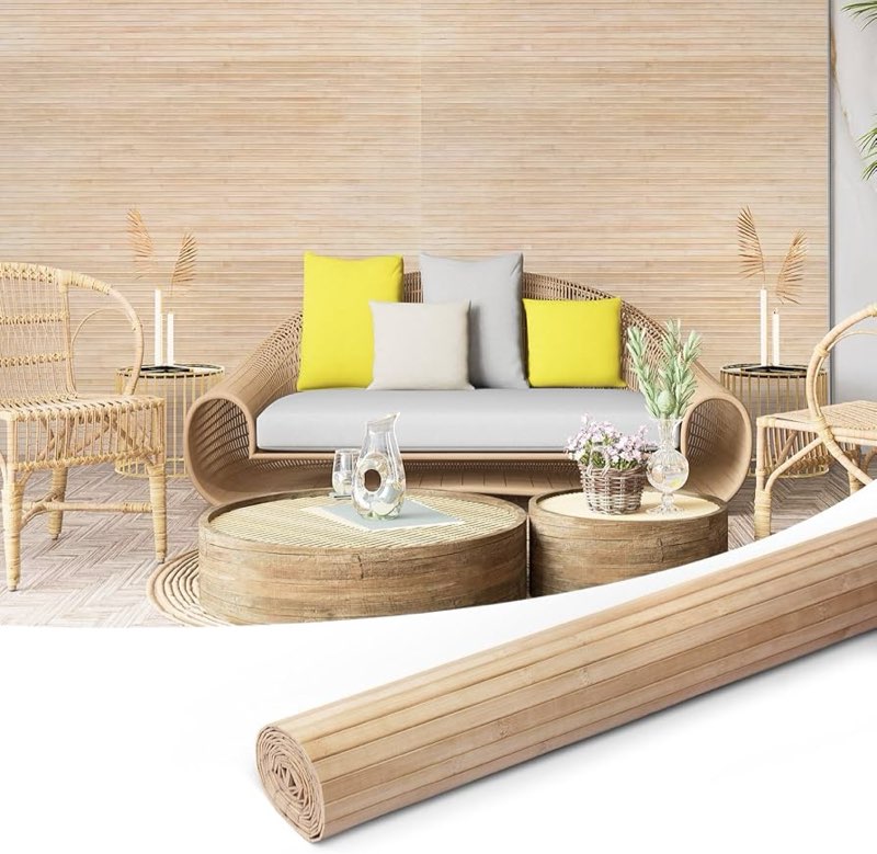 Bamboo Wall Panels for Interior Wall Decor: Natural Flexible Pole Wrap Decorative Wall Panel, Wainsc