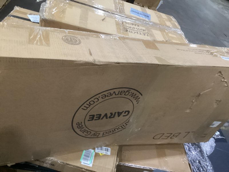 Condition photo showing As Is for Garvee Full Size Bed Frame with 4 Storage Drawers, Adjustable Height Headboard, Linen Upholstered Platform Bed Frame, No Box Spring Needed, Easy Assembly, Grey Full Grey