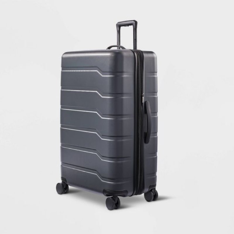 hardside large checked spinner wheels suitcase gray - open story™