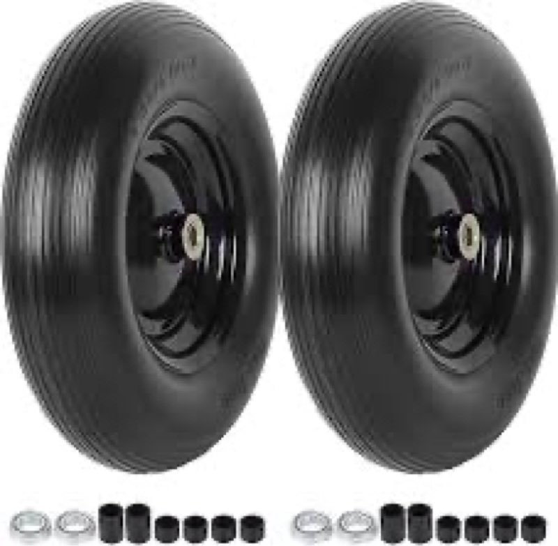 2-PACK 4.80/4.00-8" Tire Wheels w/Grease Fitting, 3/4" & 5/8" Bearings and 3"-6" Centered Hub Center