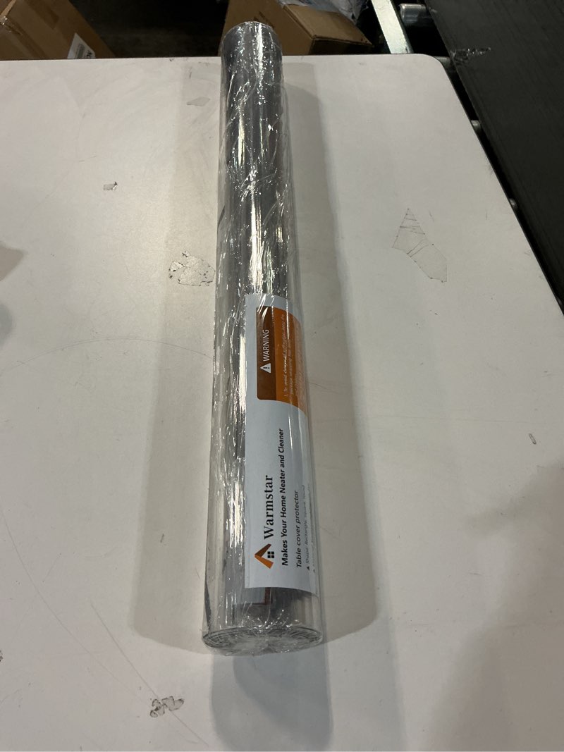 Condition photo showing New/Like New for Warmstar Clear Table Cover Protector 24 x 48 Inch, 2mm Thick Plastic Table Cover Rectangle,PVC Clear Table Protector,Desk Protector Mat for Kitchen, Dresser, Writing Desk?Dining Room Table 24" x 48"