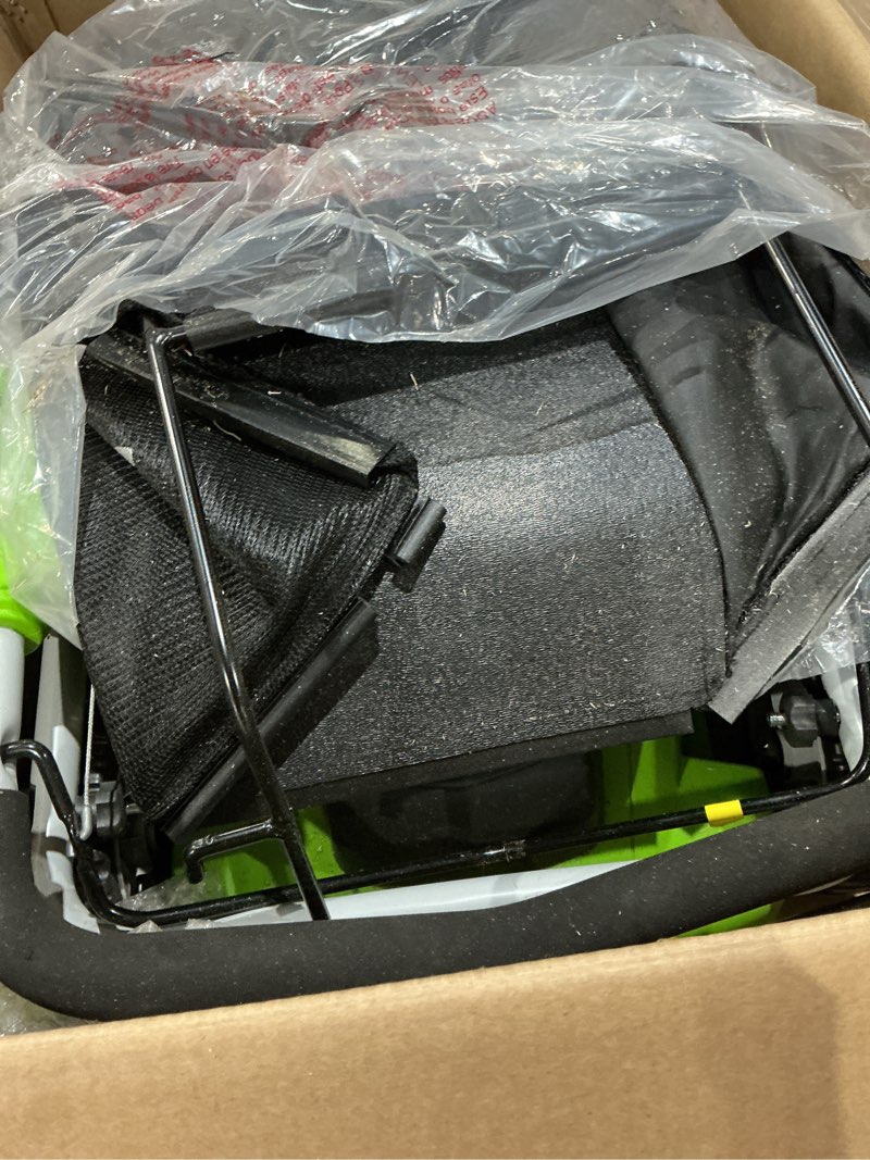 Condition photo showing As Is for greenworks 40v 16" (push) cordless lawn mower, 4.0ah battery (1/3 acre, push button start, compatible with 75+ tools) 16" (4.0ah)