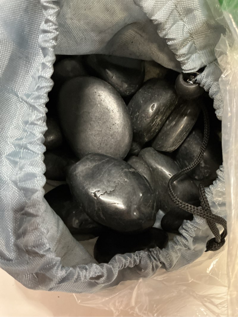 Condition photo showing Good Condition for black river rocks - large polished black pebbles for plants & garden decorative stones, 1-2 inch, 15 pound