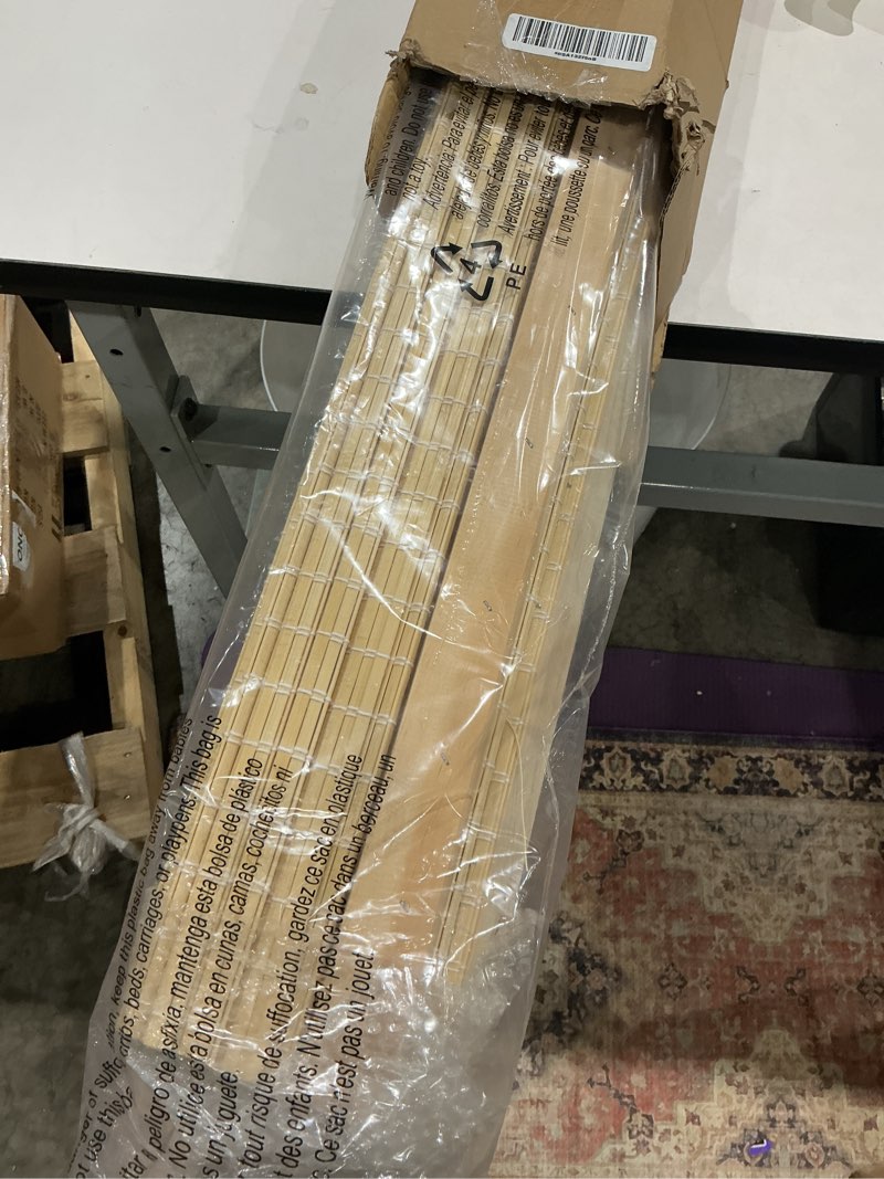 Condition photo showing Good Condition for cordless bamboo roman shades, light filtering bamboo shades blinds window treatment roll up blind for windows, 32" w x 64" h, natural natural 32"w x 64"h
