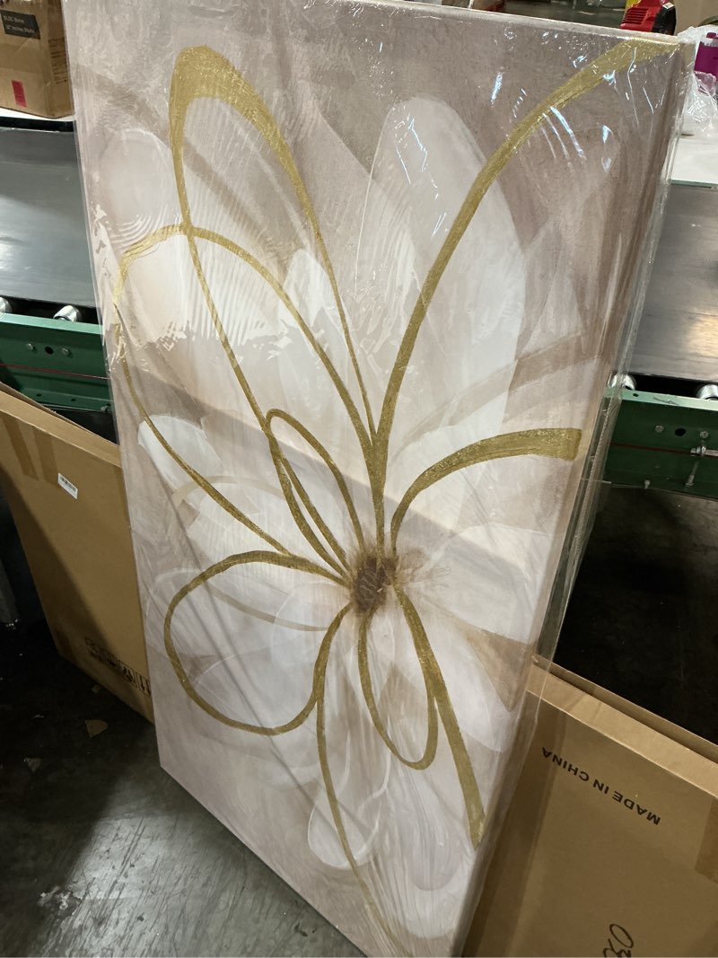 Condition photo showing New/Like New for kureful large painting flower canvas wall art for living room 30"x60" gold wall decor line art picture wall decor for girls bedroom dining room kitchen 58"l x 29"w gold
