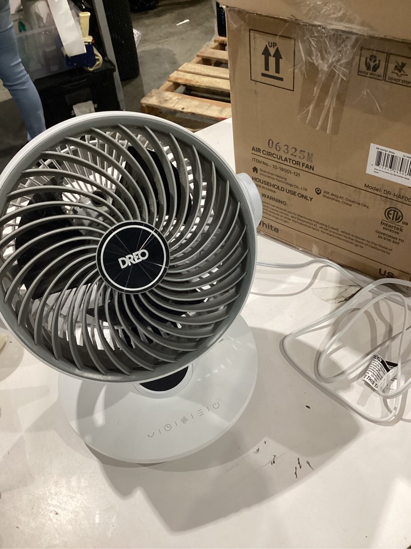 Condition photo showing Good Condition for dreo oscillating fan for bedroom, 13 inch quiet table fans for home whole room, 70ft powerful airflow, desk air circulator fan with remote, 120° adjustable tilt, 4 speeds, 8h timer, for office desktop standard white