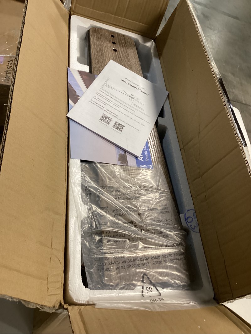 Condition photo showing Good Condition for 52” Smart Ceiling Fan with Lights Remote,Ultra Silent DC Motor,Control via Alexa Google Voice App Wifi,Outdoor Indoor Modern Ceiling Fans for Bedroom Patio Porch,Dimmable,Black Walnut Brown 52inch Black & Walnut Brown