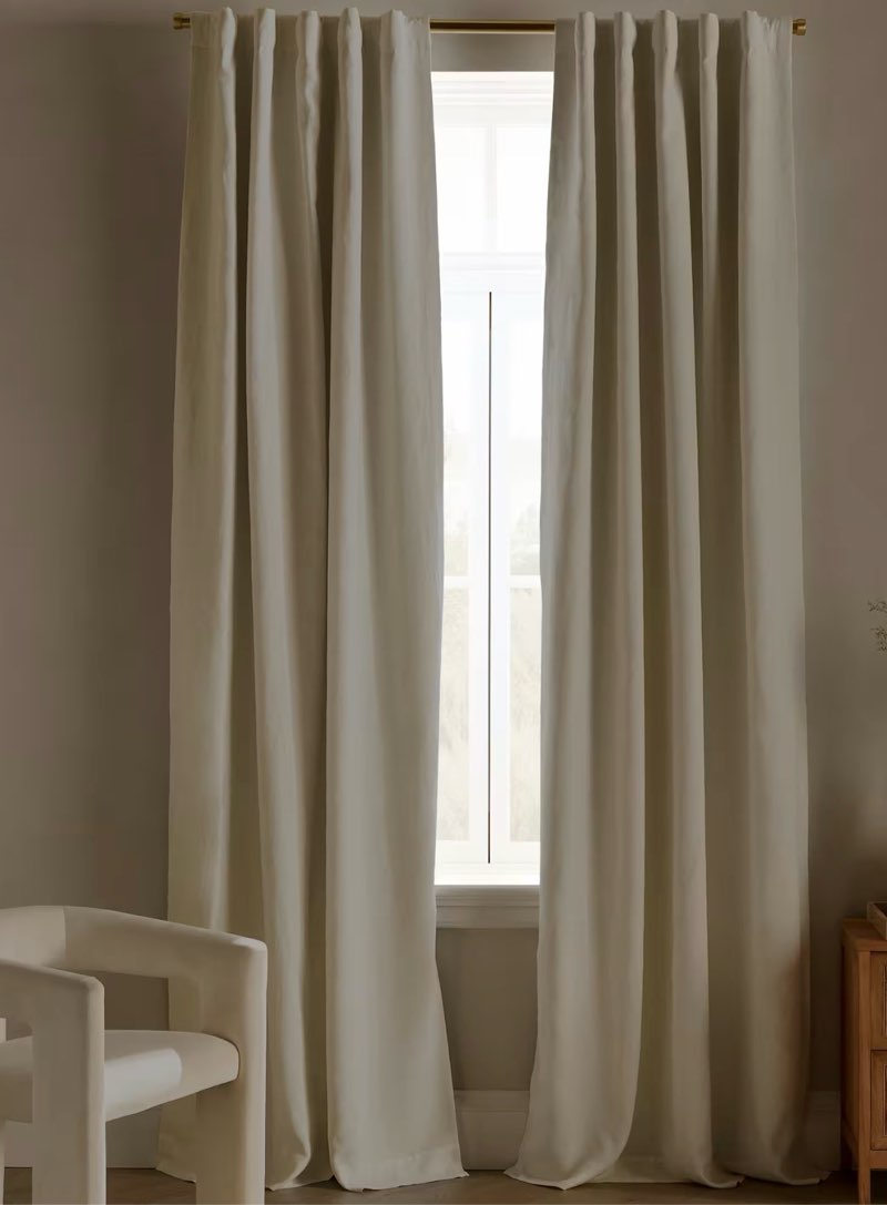 quince european linen curtain - single panel, 48x120, flax