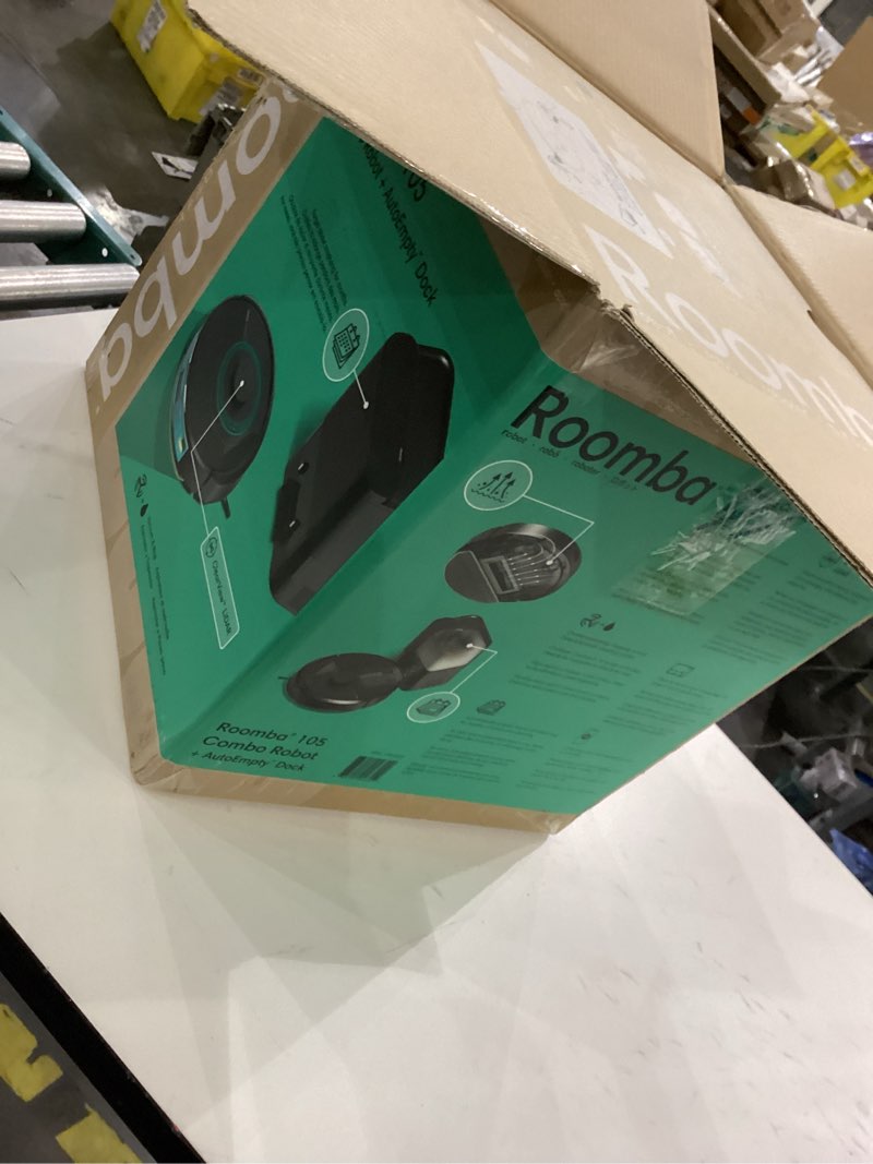 Condition photo showing New/Like New for iRobot Roomba 105 Combo Robot Vacuum & Mop with AutoEmpty Dock - Self-Empties for 75 Days, Intense Power-Lifting Suction, LiDAR Navigation, Multiple Cleaning Modes, Avoids Mopping Carpet