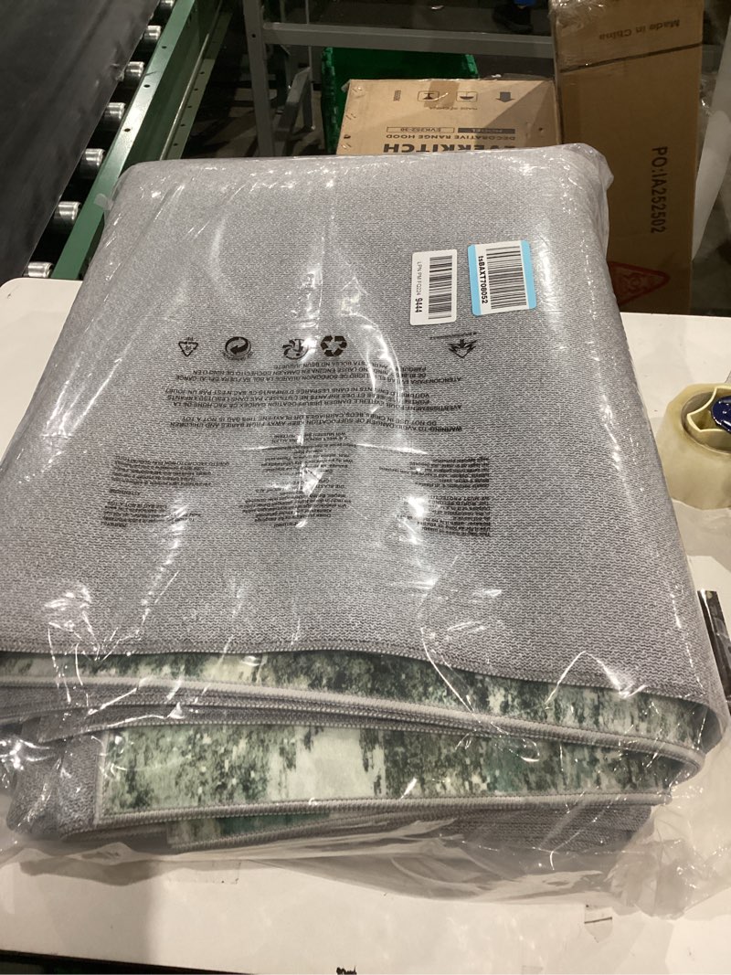 Condition photo showing New/Like New for similar not exact       washable area rugs 5'x7' non-slip modern abstract soft for living room entryway bedroom nursery, print pattern, light green/yellow green/gray/yellow 5' x 7' (rectangular)
