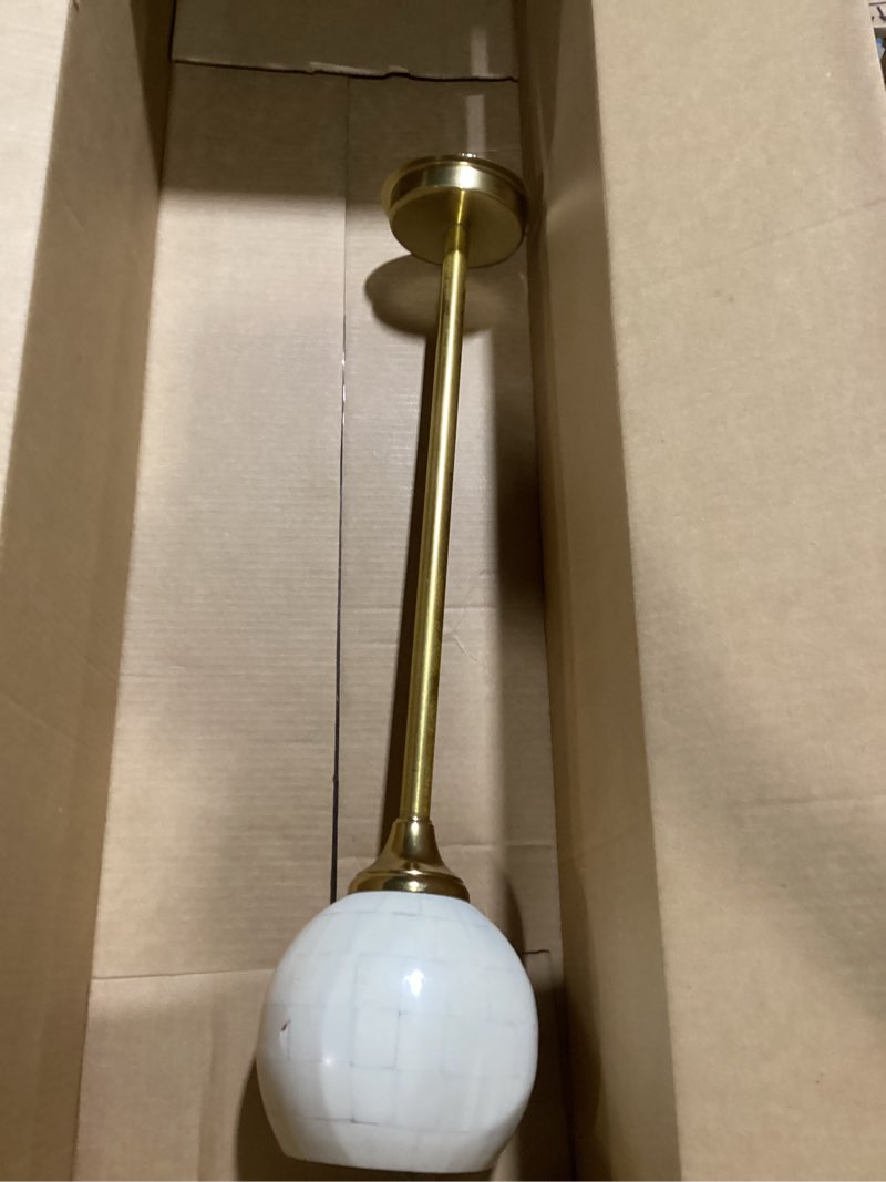 Condition photo showing As Is for JONATHAN Y END1005A Evelyn 26" Modern Glam Metal/Resin Mosaic Pedestal Drink Table, Cream/Gold for Living Room, Bedroom, Office, Bathroom