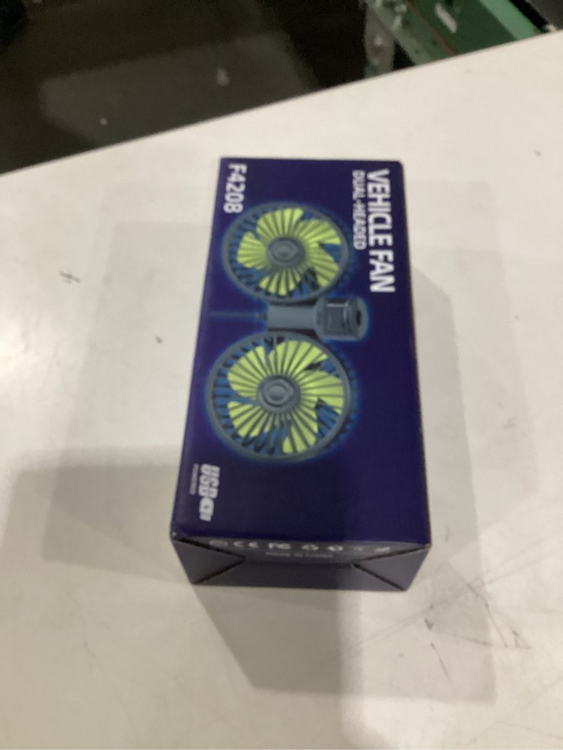 Condition photo showing New/Like New for hayousui usb car cooling fans for backseat: dual head car fan for kids 3 speeds 360° rotatable vehicle rear headrest fans 5v/2a powerful electric air circulation fan for sedan suv rv truck (usb plug) black+green