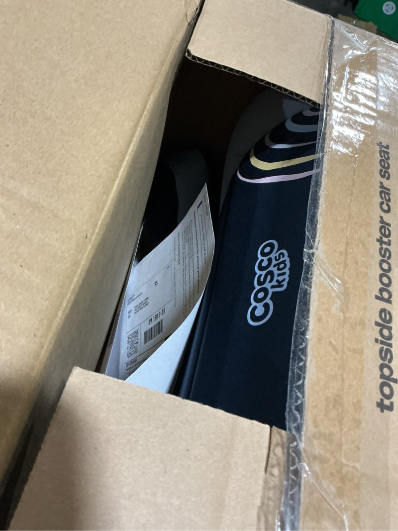 Condition photo showing As Is for Cosco Topside Backless Booster Car Seat, Lightweight 40-100 lbs, Rainbow