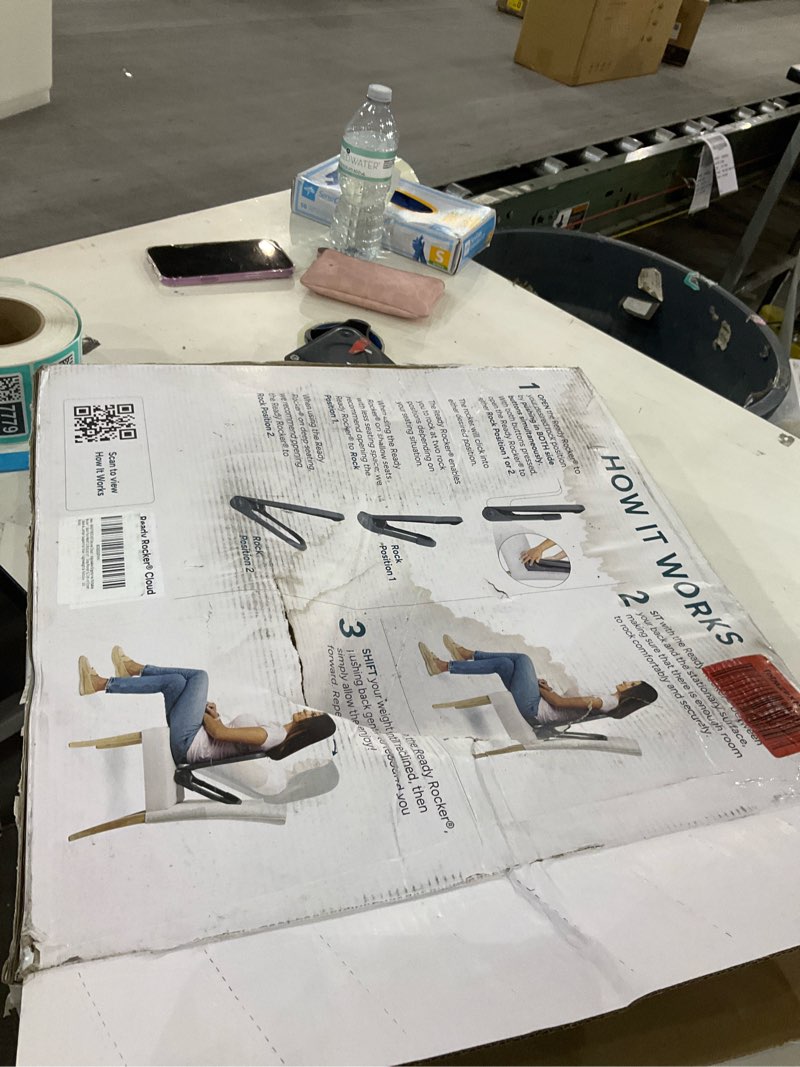 Condition photo showing As Is for READY ROCKER Deluxe Cloud | Adjustable Ergonomic Portable Rocker | Back Pain Relief & Relaxation | White Rocker & Deluxe Cover | Back & Lumbar Support for Chair | Lightweight & Portable | 3.0 Model Gray and White