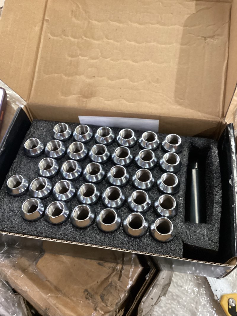 Condition photo showing Good Condition for m14x1.5 wheel lug nuts, 32pcs chrome 14mmx1.5 spline closed end lug nut 2 inch tall with 1 socket key for silverado suburban express sierra ram 2500 3500 f250 f350 8 lug aftermarket wheels 32pcs 14x1.5 chrome