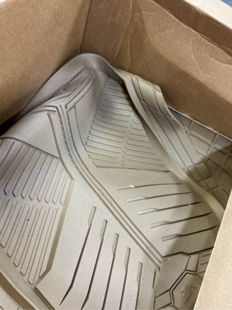 Condition photo showing As Is for car pass heavy duty rubber car mats with cargo liner, deep-dish car floor mats and trunk mat all weather, universal trim-to-fit for suvs trucks sedans, waterproof anti-slip, trimmable v12 beige beige full set