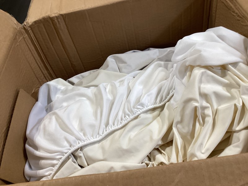 Condition photo showing As Is for serta air dry extra comfort plus 100% cotton fabric quilted mattress pad, cooling and breathable mattress cover, moisture wicking protection with 18" deep pocket, queen, white extra comfort plus queen