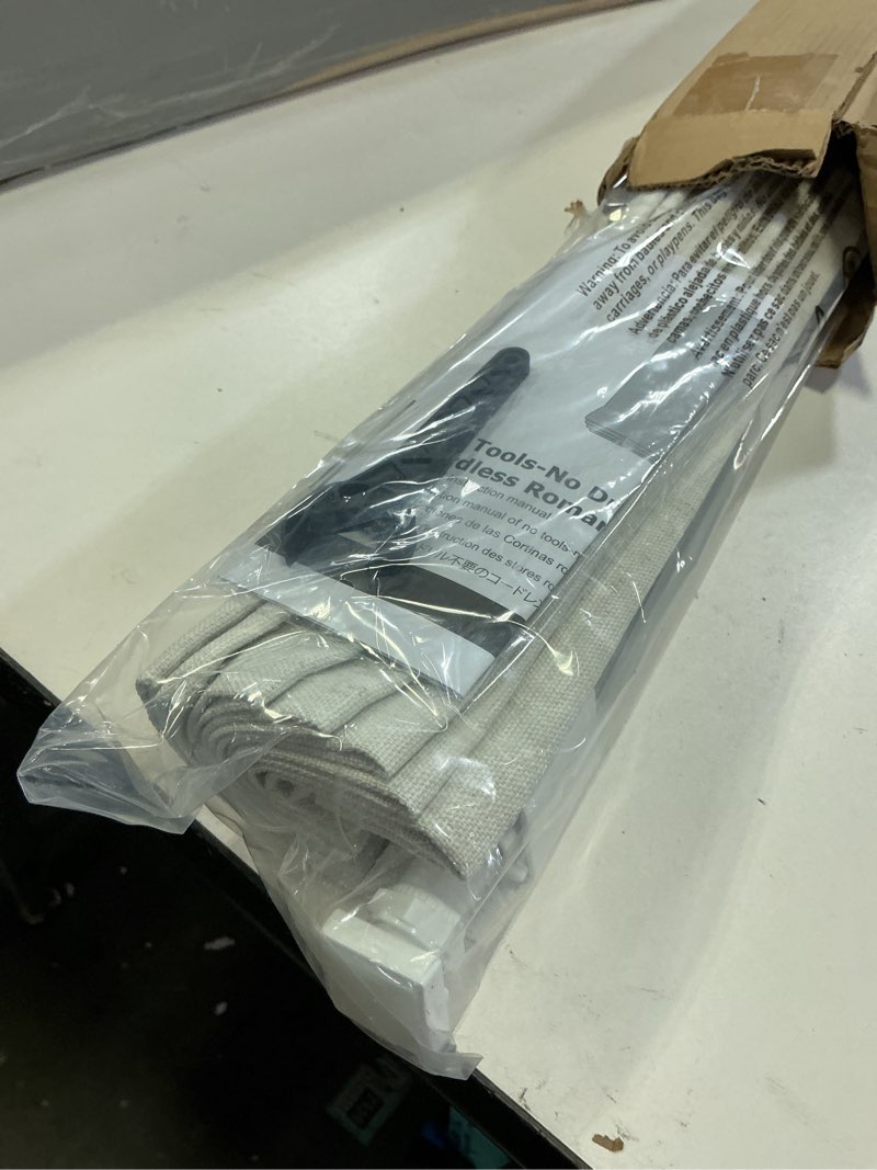 Condition photo showing Good Condition for lazblinds no tools no drill cordless roman shades for windows, blackout thermal insulated uv blocking window blinds, room darkening fabric blinds for indoor windows, 35'' w x 48'' h, off white blackout - off white 35" w x 48" h
