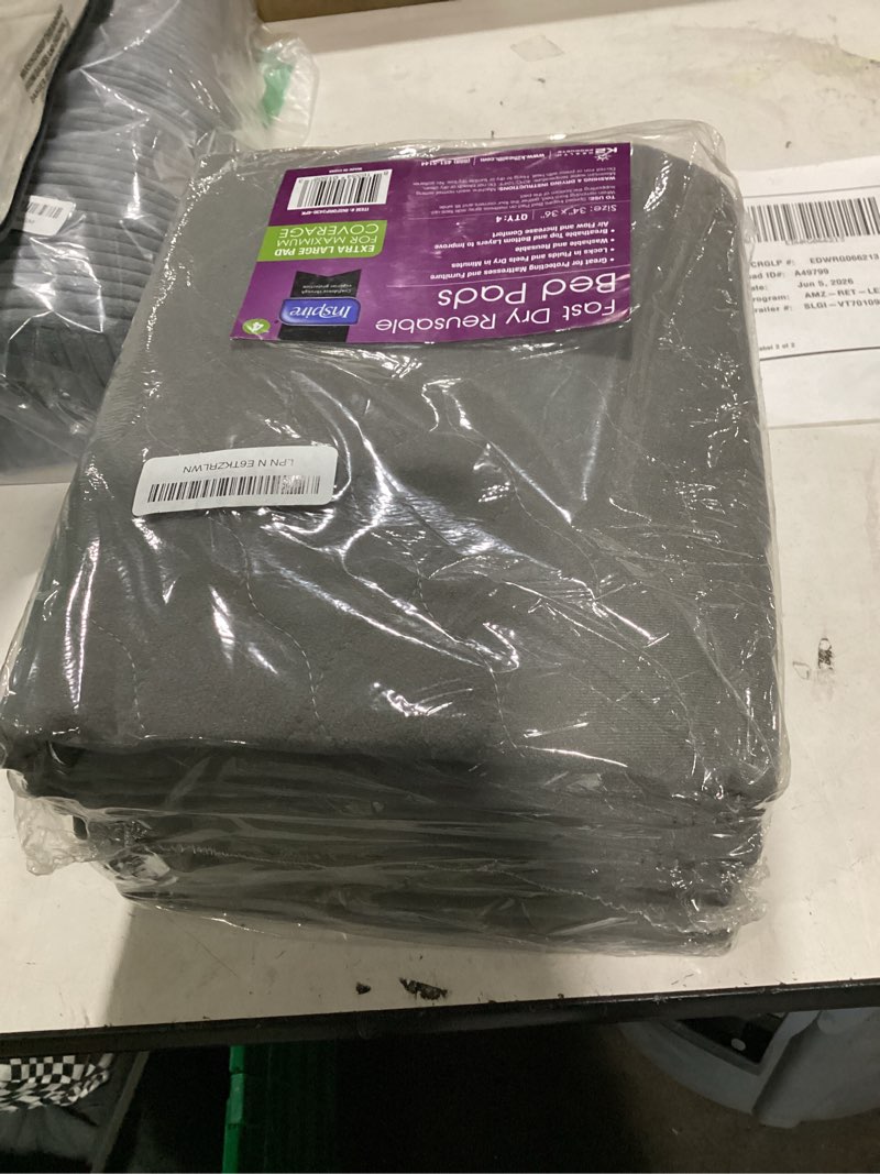 Condition photo showing New/Like New for inspire underpads | stain hiding gray reusable incontinence bed pads | waterproof mattress pad | for adults babies and dogs (34 x 36 - 4 pack)