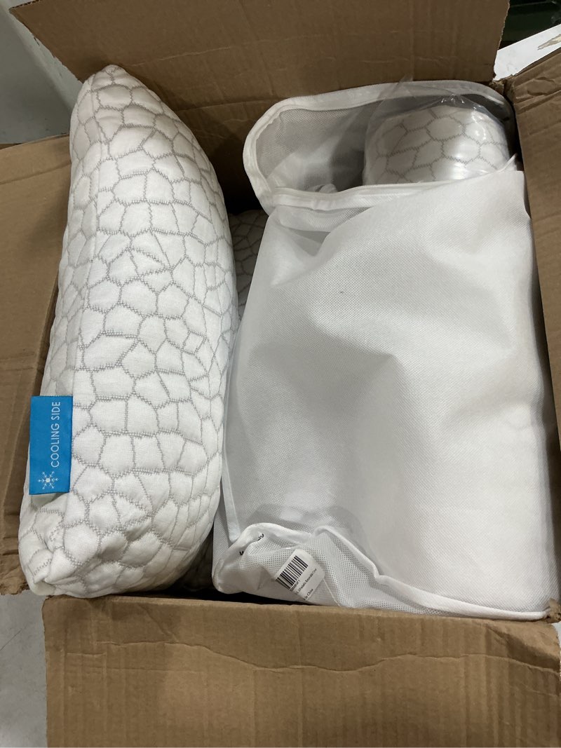 Condition photo showing Good Condition for supa modern cooling pillow queen size set of 2, certipur-us shredded memory foam pillows for sleeping, cool bed pillows for hot sleepers, adjustable firm pillow for side,back,stomach sleepers queen (2 count) original white (cooling)