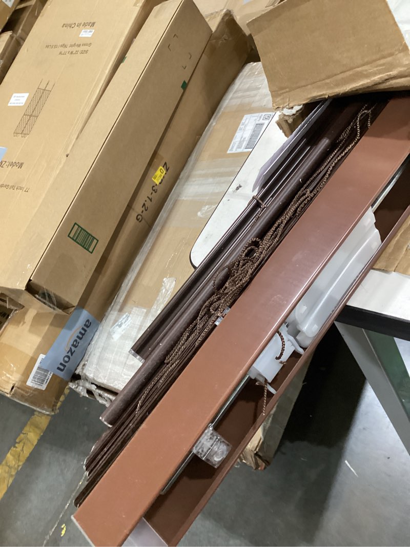 Condition photo showing As Is for achim home furnishings lug230mh04 window blinds, 30 x 64 inches, mahogany 30"w x 64"h mahogany