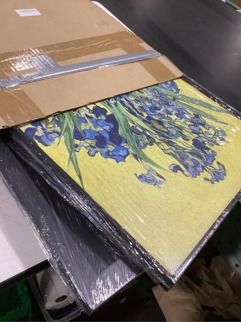 Condition photo showing Good Condition for artfeb 3 piece irises vase flower roses sunflower by vincent van gogh art reproduction,giclee canvas prints wall art for home decor,large framed abstract canvas van gogh wall art for living 16" x 24" x 3 pieces yellow