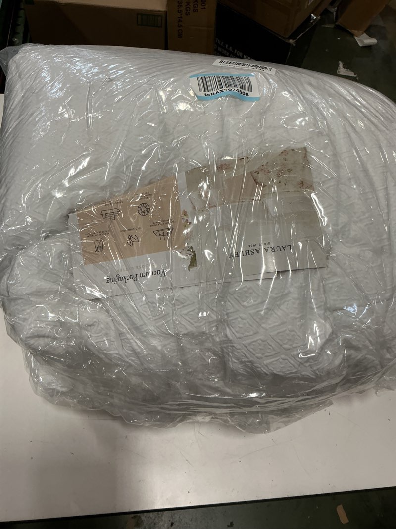 Condition photo showing As Is for Laura Ashley - Full Comforter Set, Embossed Diamond Textured Bonus Bed Set, Includes Comforter, Sham