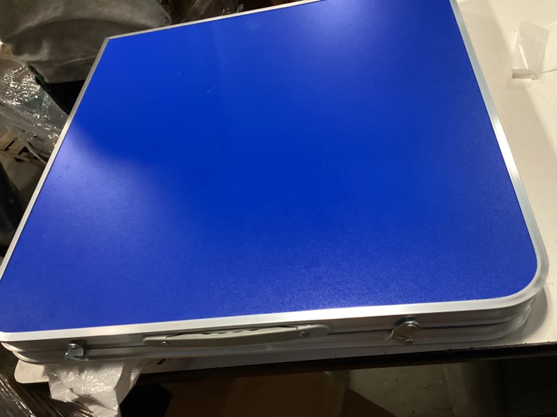 Condition photo showing Good Condition for Folding Table Foot Rectangle Folding Card Table, Adjustable Height Folding Table, Fold-in-Half Utility Foldable Table Small Indoor Outdoor With Handle, For Camping, Party ( Color : Blue,Size 4ft x 2ft) 