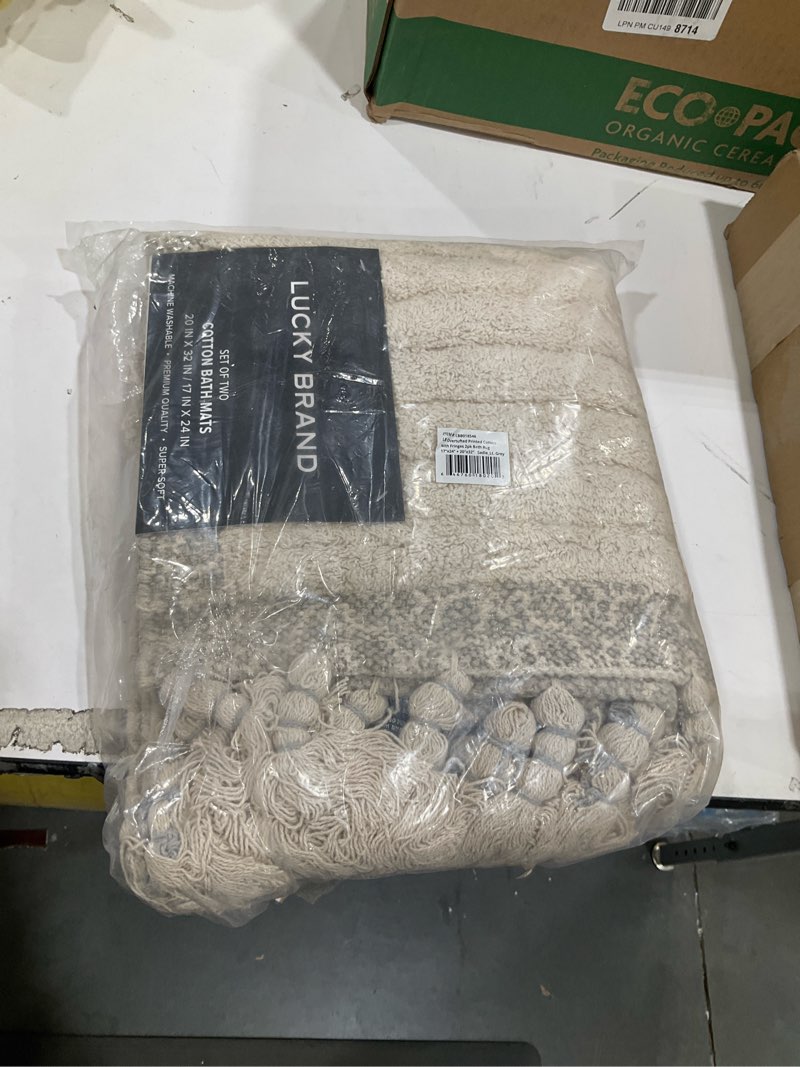 Condition photo showing New/Like New for lucky brand boho cotton fringe runner rug - 20' x 68" aqua blue bath mat aqua blue 1'8" x 5'8" (rectangular)