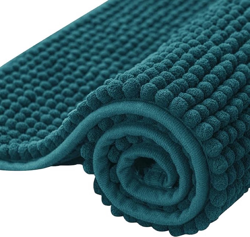 subrtex bathroom rugs chenille bath rug, soft short plush bath mat, water absorbent shower mat, quick dry machine washable
