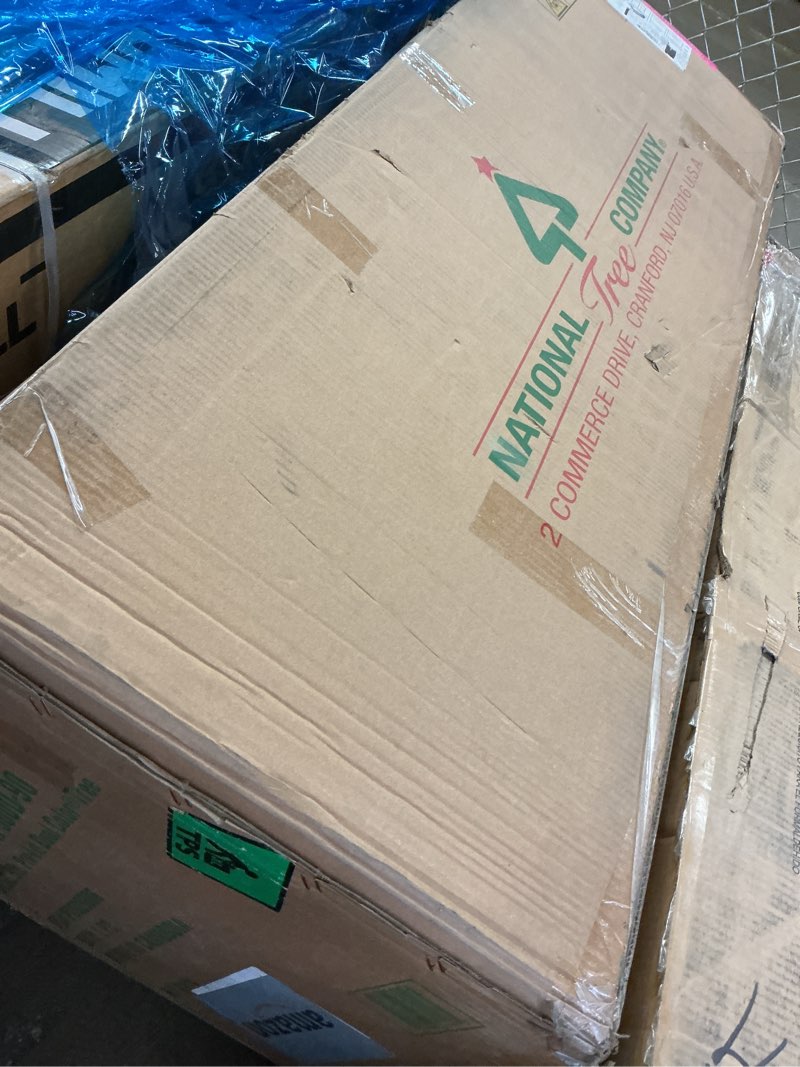 Condition photo showing Good Condition for National Tree Company 9 ft Pre-Lit Dunhill Fir Artificial Christmas Tree, 900 LED Lights, 4,026 Tips, Foot Pedal, 10 Light Functions, Includes Stand, Green