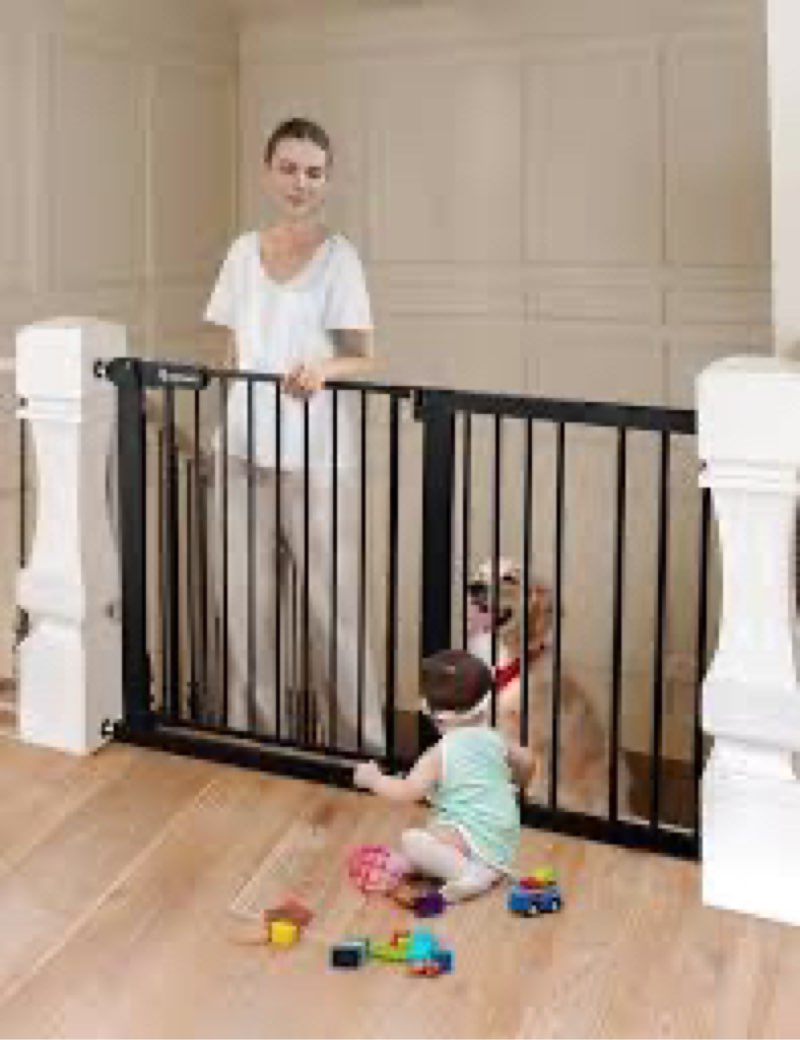 COMOMY 30" Tall Baby Gate for Stairs Doorways, Fits Openings 29.5" to 51.6" Wide, Auto Close Extra W