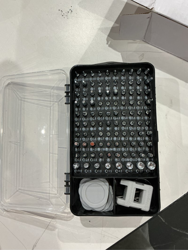 Condition photo showing Good Condition for professional repair kit 115 in 1, magnetic screwdriver set for electronics, iphone, laptop, pc, watch, glasses with flexible shaft