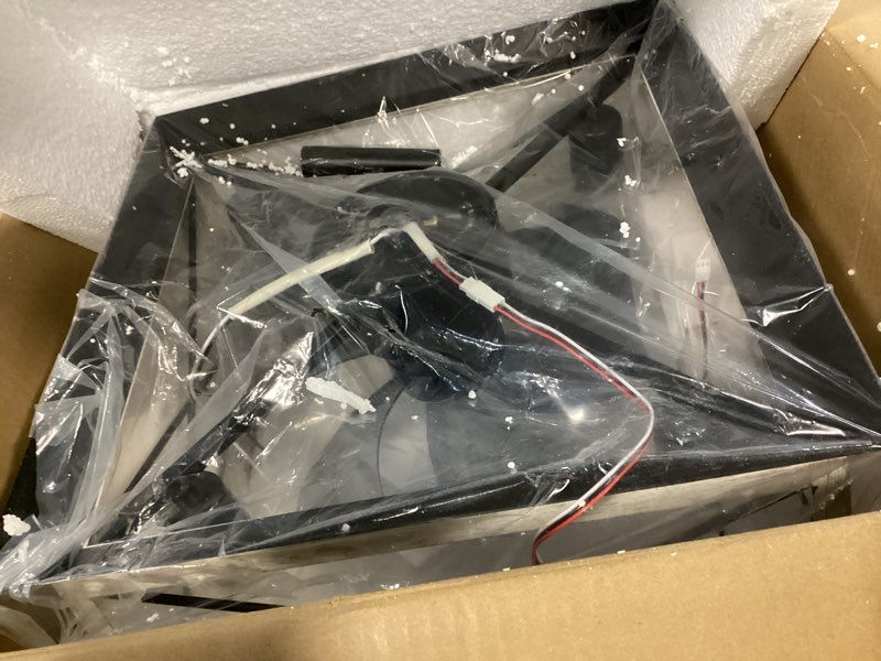 Condition photo showing As Is for Dalouguan Caged Ceiling Fan with Light, 4-Light Farmhouse Bladeless Ceiling Fan with Lights and Remote, Rustic Ceiling Fan for Living Room Bedroom Kitchen Rural retro-Reversible motor